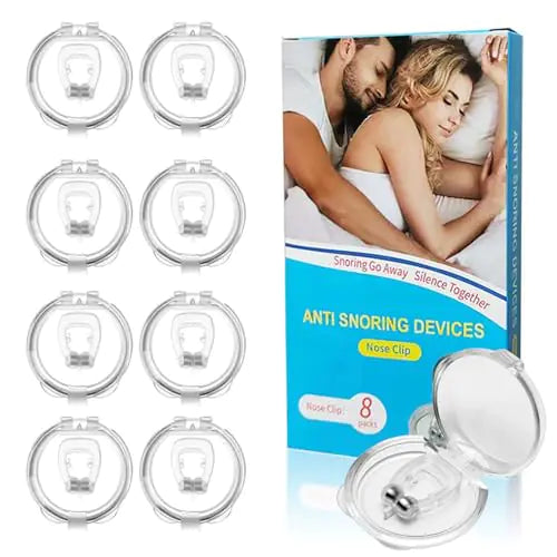 8 Packs Anti Snoring DevicesSilicone Magnetic Stop Snoring Solution for Comfortable and Quiet Sleep & Anti Snoring Nose Clip